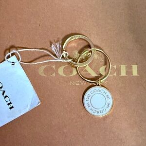 Coach est. 1941 White Enameled Medallion Keychain Fob Bag Charm